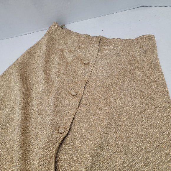 Vintage Jeri Jo New York Gold Metal thread Knit Top Long Maxi Skirt Hong Kong M - Picture 11 of 14
